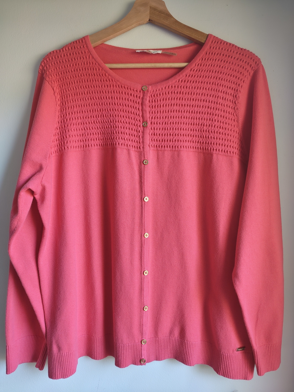 Calvin Klein Coral Pink Knit Button-Front Cardigan